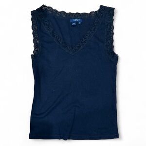 Chaps Black Lace Camisole/Tank top